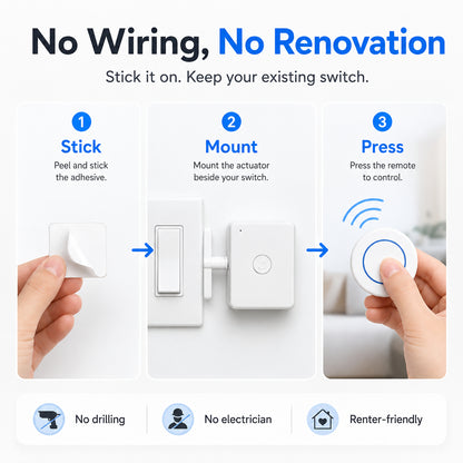 🔥 No-Wiring Wireless Light Switch Pusher | Control Lights From Your Bed 💡