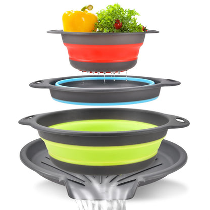 🥗 3-Piece Collapsible Colander Set – Self-Draining & Space-Saving Kitchen Strainers ✨