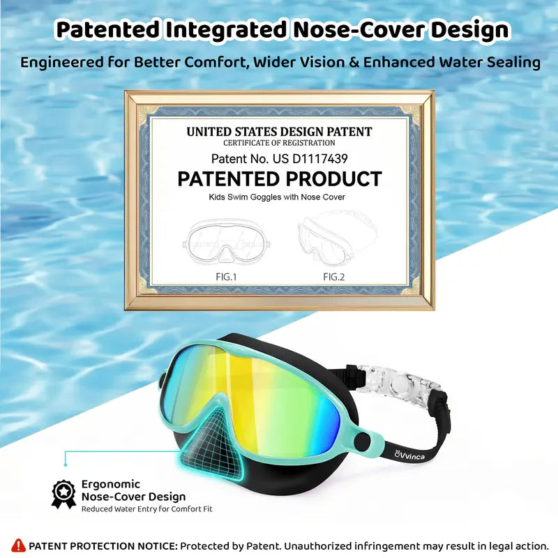 🏊 Universal Protection Swim Goggles with Nose Cover