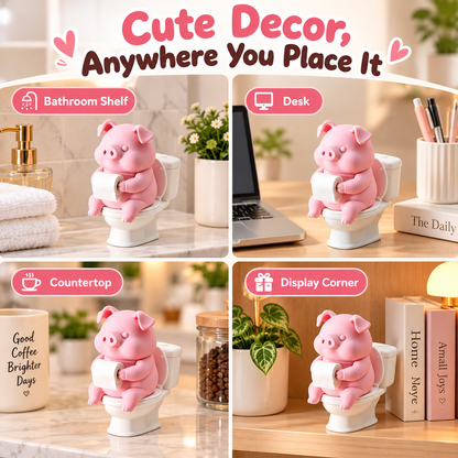 Cute Piggy Bathroom Decor for Tabletops 2Pcs
