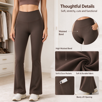 High-Waisted Shaping Bootcut Leggings with Pockets