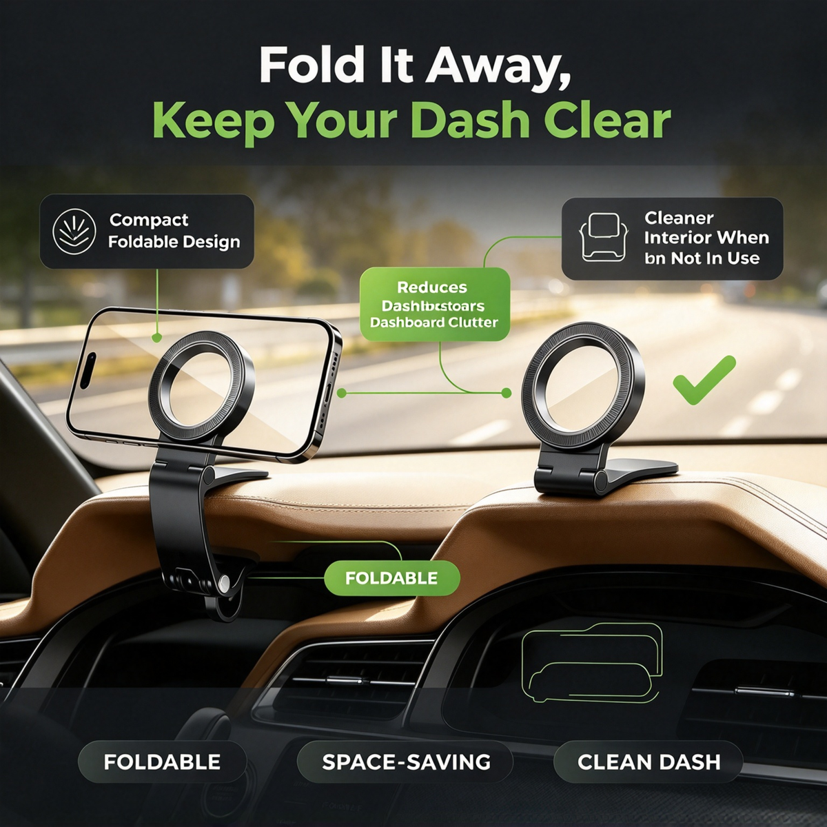 Magnetic Foldable Car Phone Holder