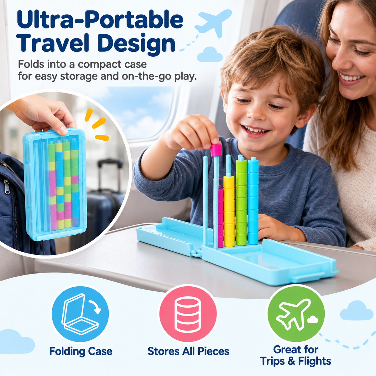 🧠Travel Edition Game - Includes 1 travel storage box and 40 rings