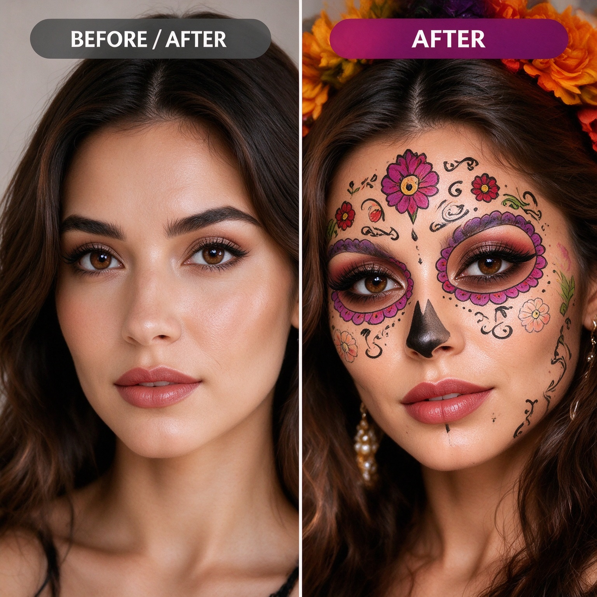 Skull Temporary Face Tattoos