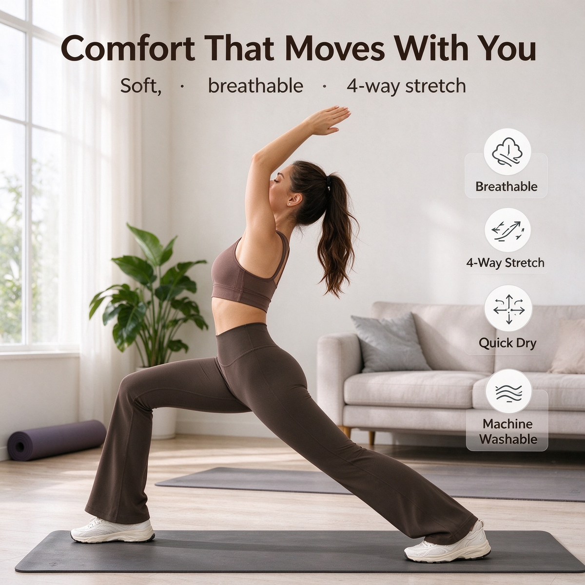 High-Waisted Shaping Bootcut Leggings with Pockets