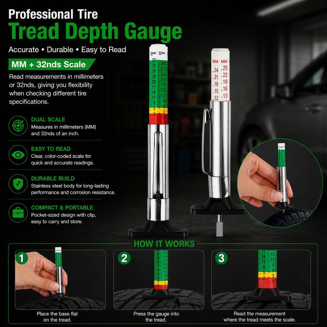 Car Tire Tread Depth Gauge Color Coded