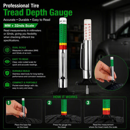 Car Tire Tread Depth Gauge Color Coded