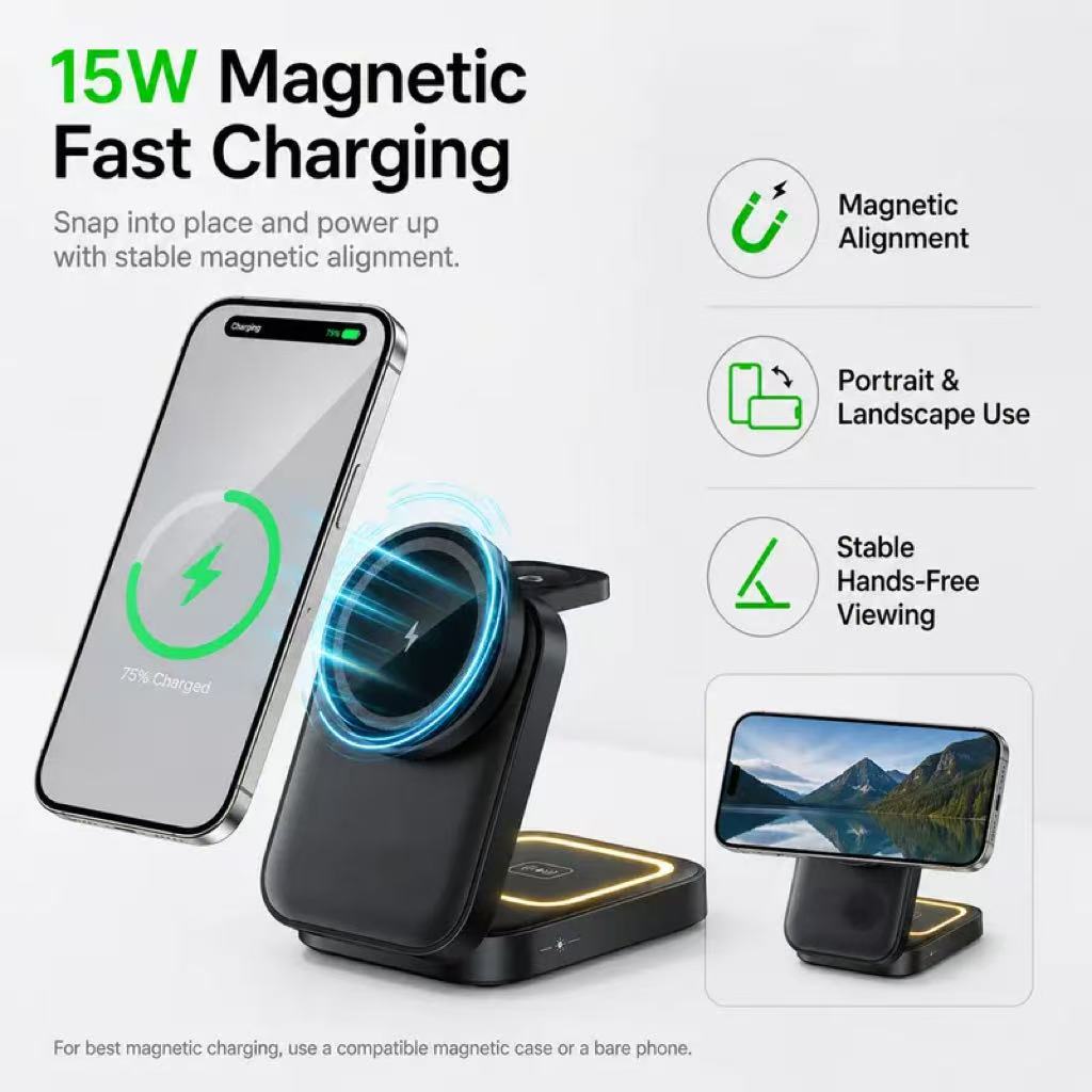 3-In-1 Foldable Magnetic Wireless Charger