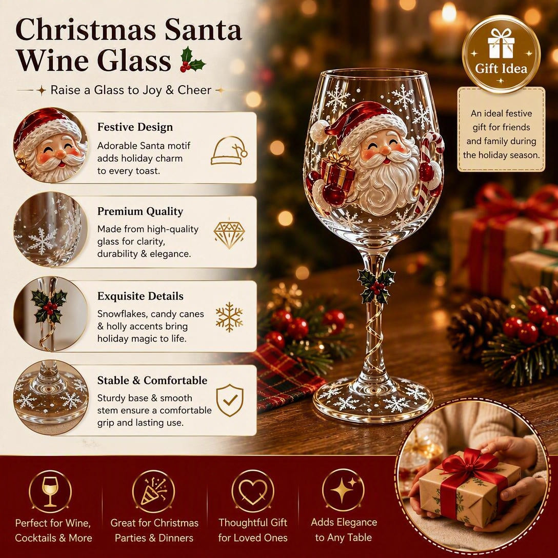 Christmas Art Glass Goblet