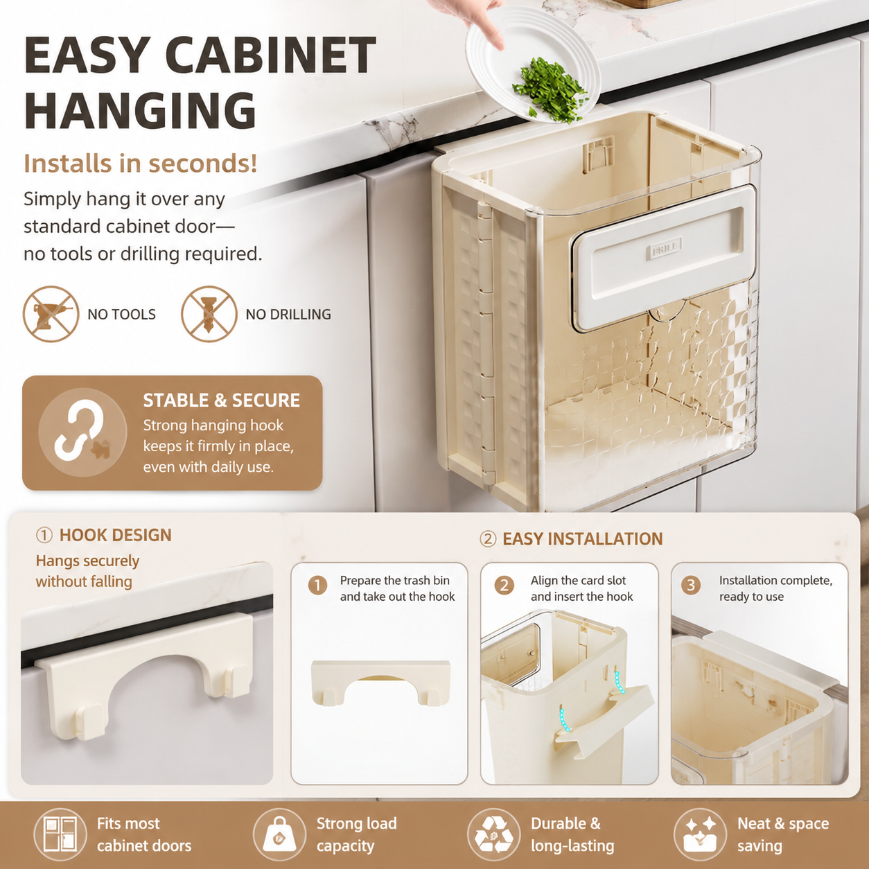 ✨Foldable hanging storage cabinet trash can