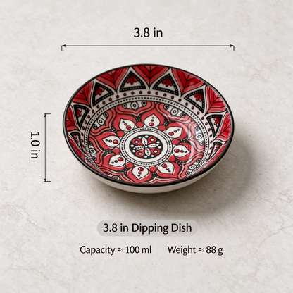 🍽️Round ceramic sauce bowl with colorful geometric patterns