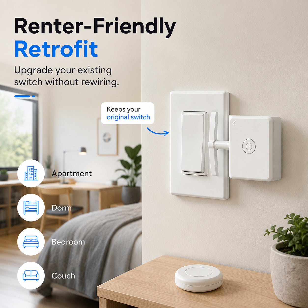 🔥 No-Wiring Wireless Light Switch Pusher | Control Lights From Your Bed 💡