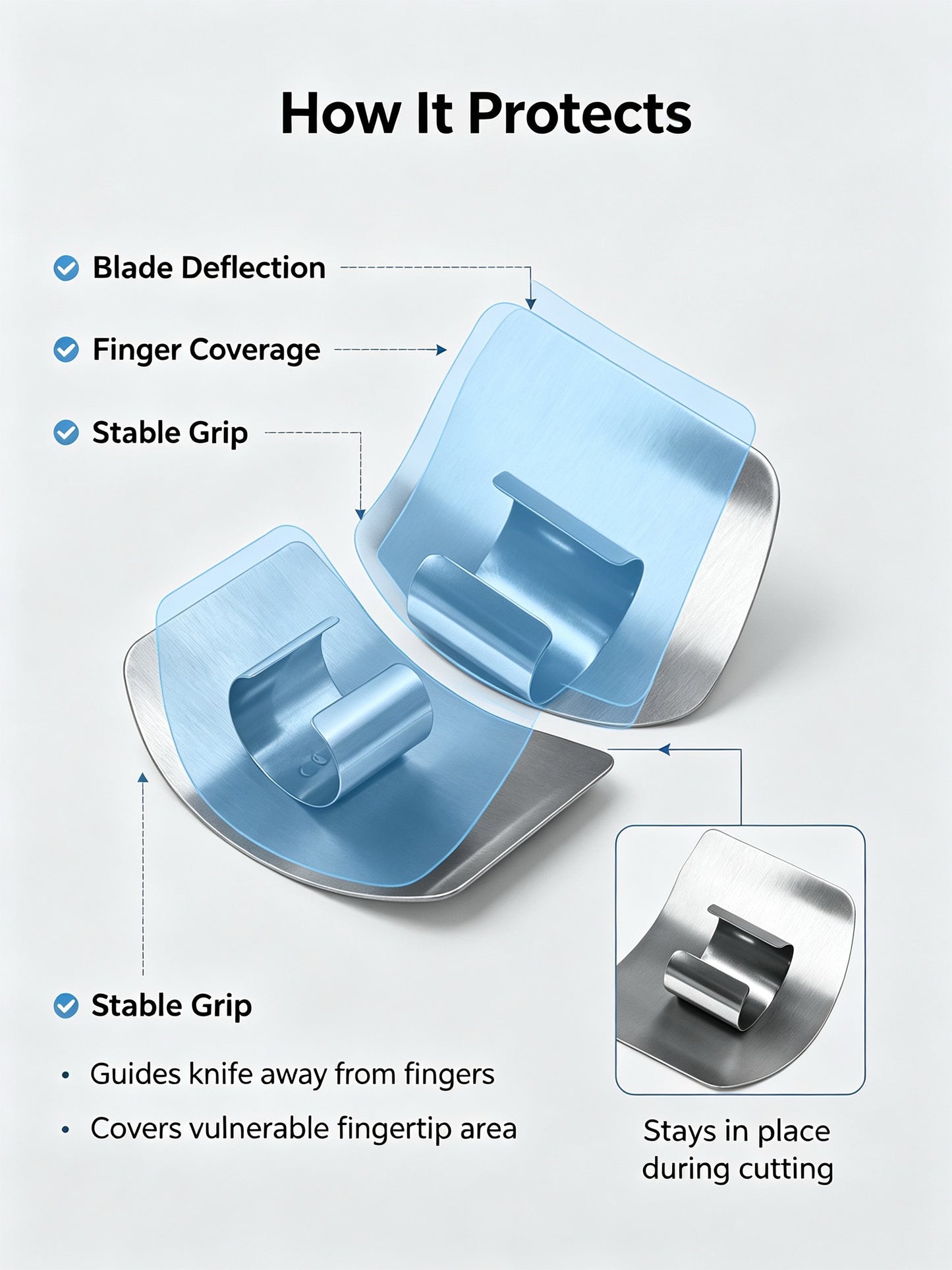 Safe‑Cut Stainless‑Steel Finger Guard, Avoid Cutting Fingers When Cooking