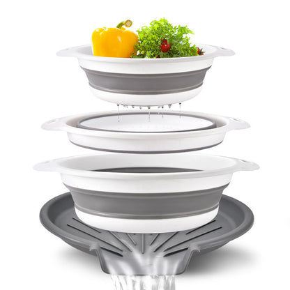 🥗 3-Piece Collapsible Colander Set – Self-Draining & Space-Saving Kitchen Strainers ✨