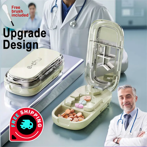 🔥Upgrade-Designed Compact 3-in-1 Pill Splitter Organizer - ABS+PC