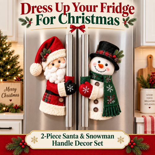 🎅⛄ Christmas Kitchen Handle Huggers – Santa & Snowman Holiday Decor 🎄