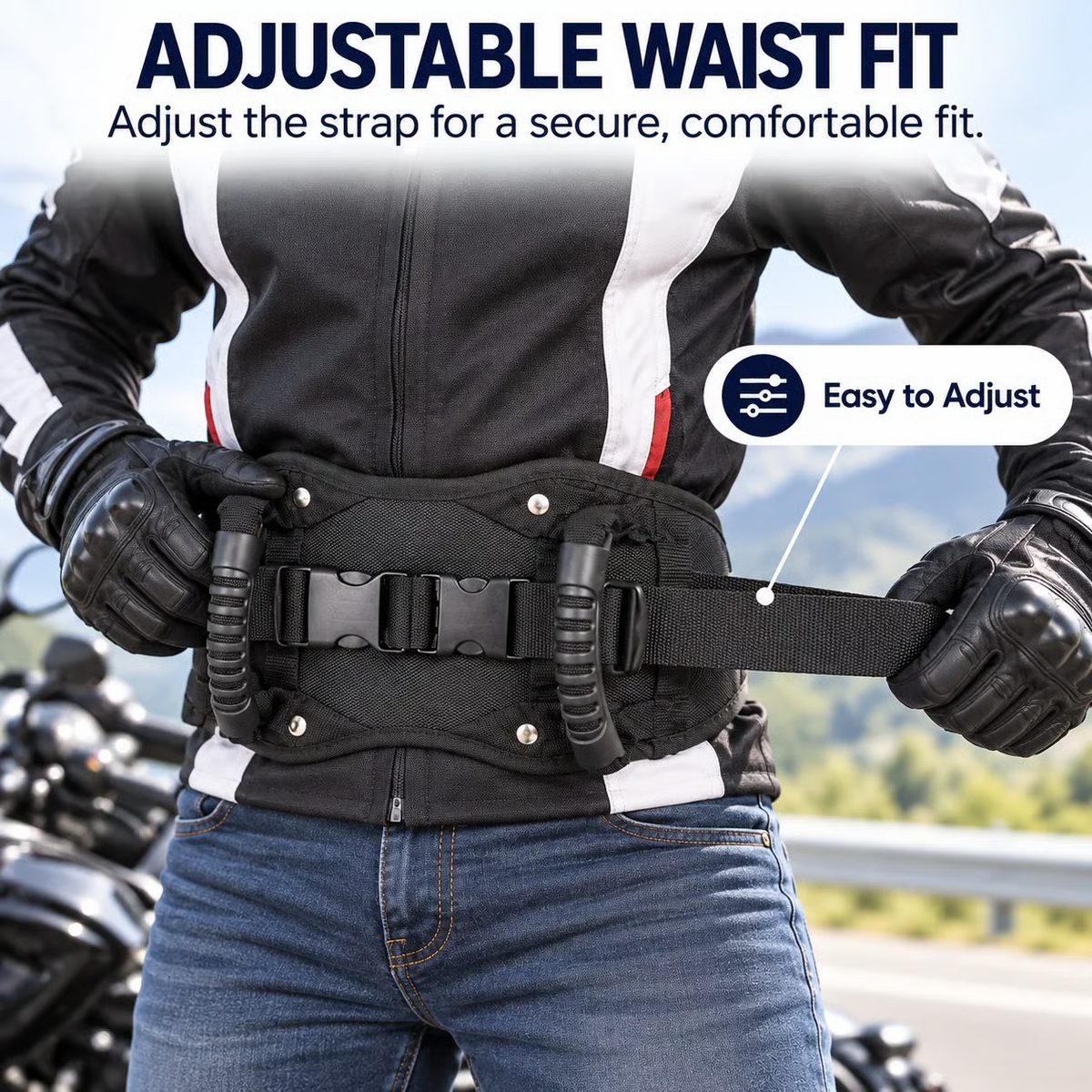 ✊Motorcycle Passenger Grab Handle – Safe, Adjustable Strap-Style Handle