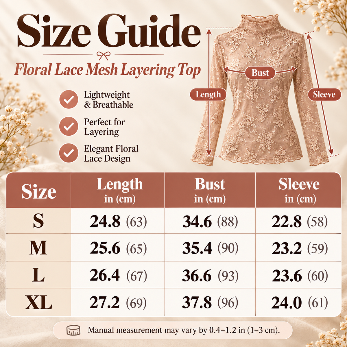 🌸Women's Floral Lace Mesh Tops – Elegant Sheer Mock Neck Layering Shirts 💖