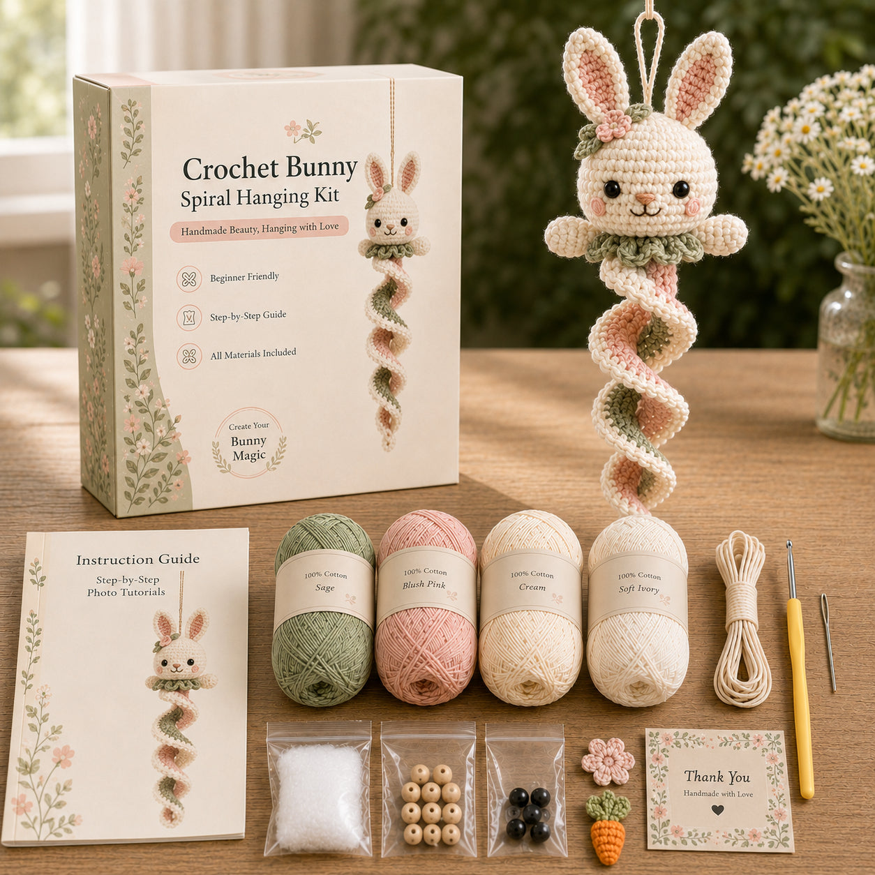 🌿 All-in-One Crochet Animal Hanging Kit | Relaxing & Easy DIY Craft for Beginners 🧶