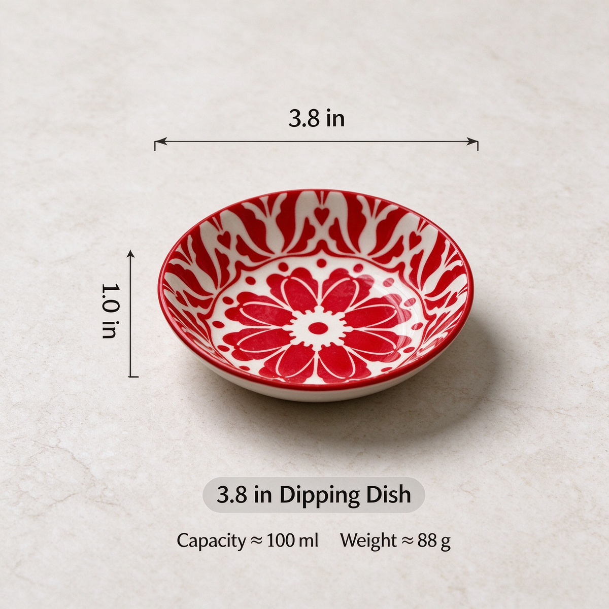 🍽️Round ceramic sauce bowl with colorful geometric patterns