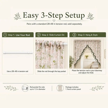 🚫🔨 Hole-free French floral door curtains