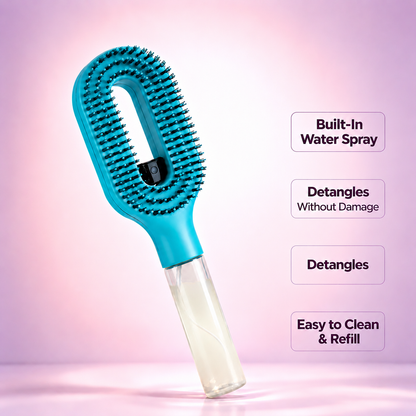 2‑in‑1 Spray Hair Brush, Refillable Detangling Styling Brush with Built‑in Water Spray