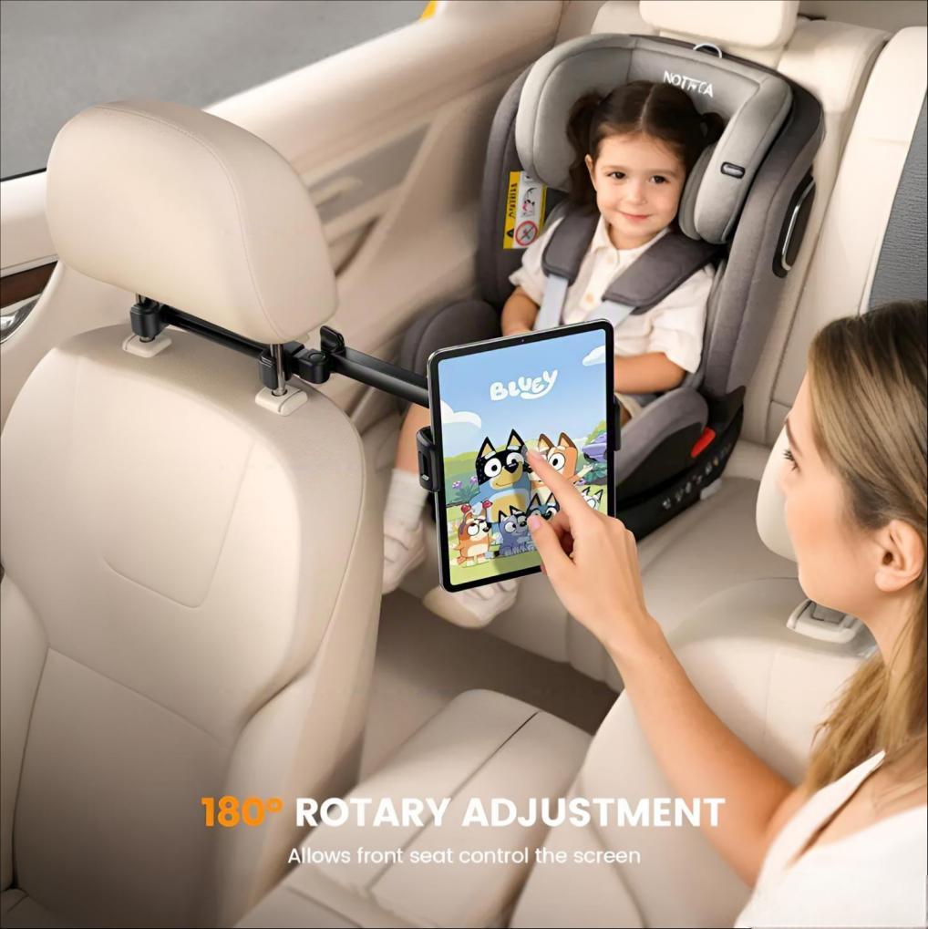 🚗🎧 Car Headrest Phone and Tablet Holder with 360° Rotating Extension Arm