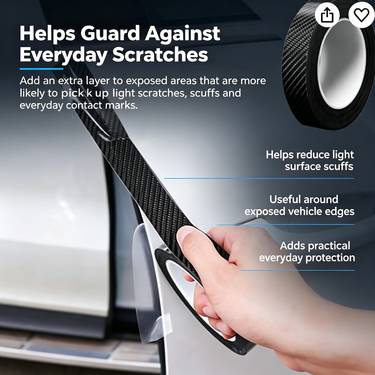 Carbon-Fiber-Style Car Anti-Scratch Protective Strip