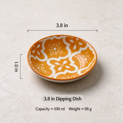 🍽️Round ceramic sauce bowl with colorful geometric patterns