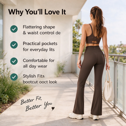 High-Waisted Shaping Bootcut Leggings with Pockets
