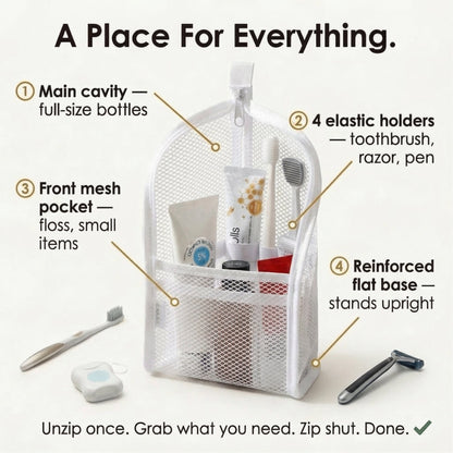 Self-Standing Travel Toiletry Pouch | No Propping, No Digging 🧳