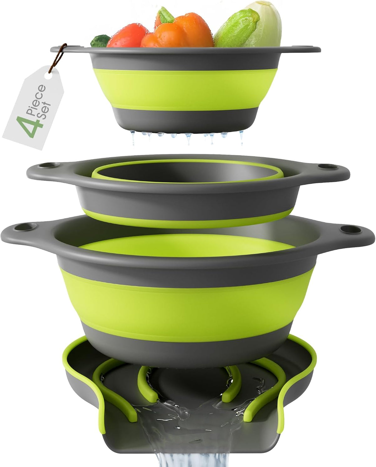 🥗 3-Piece Collapsible Colander Set – Self-Draining & Space-Saving Kitchen Strainers ✨