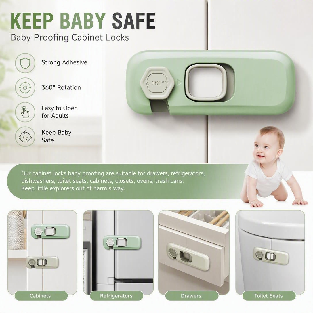 Child Safety Locks, Baby-Proof Cabinet Door Opening, And Anti-Pinch Function（3PCS）