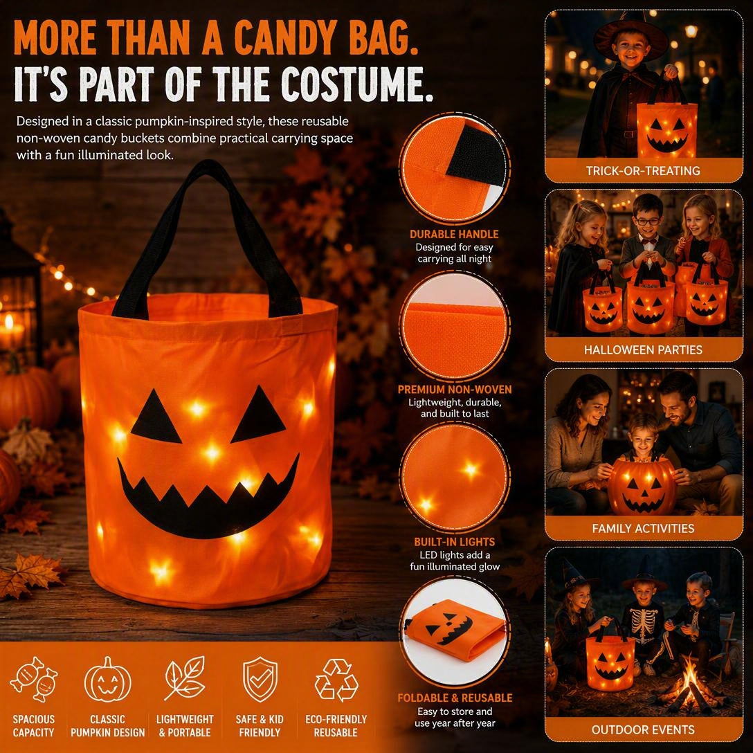 Halloween Candy Bucket with LED Lights