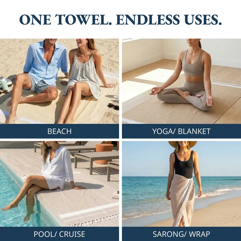 🏖️Lightweight and soft modern plain weave oversized beach towel