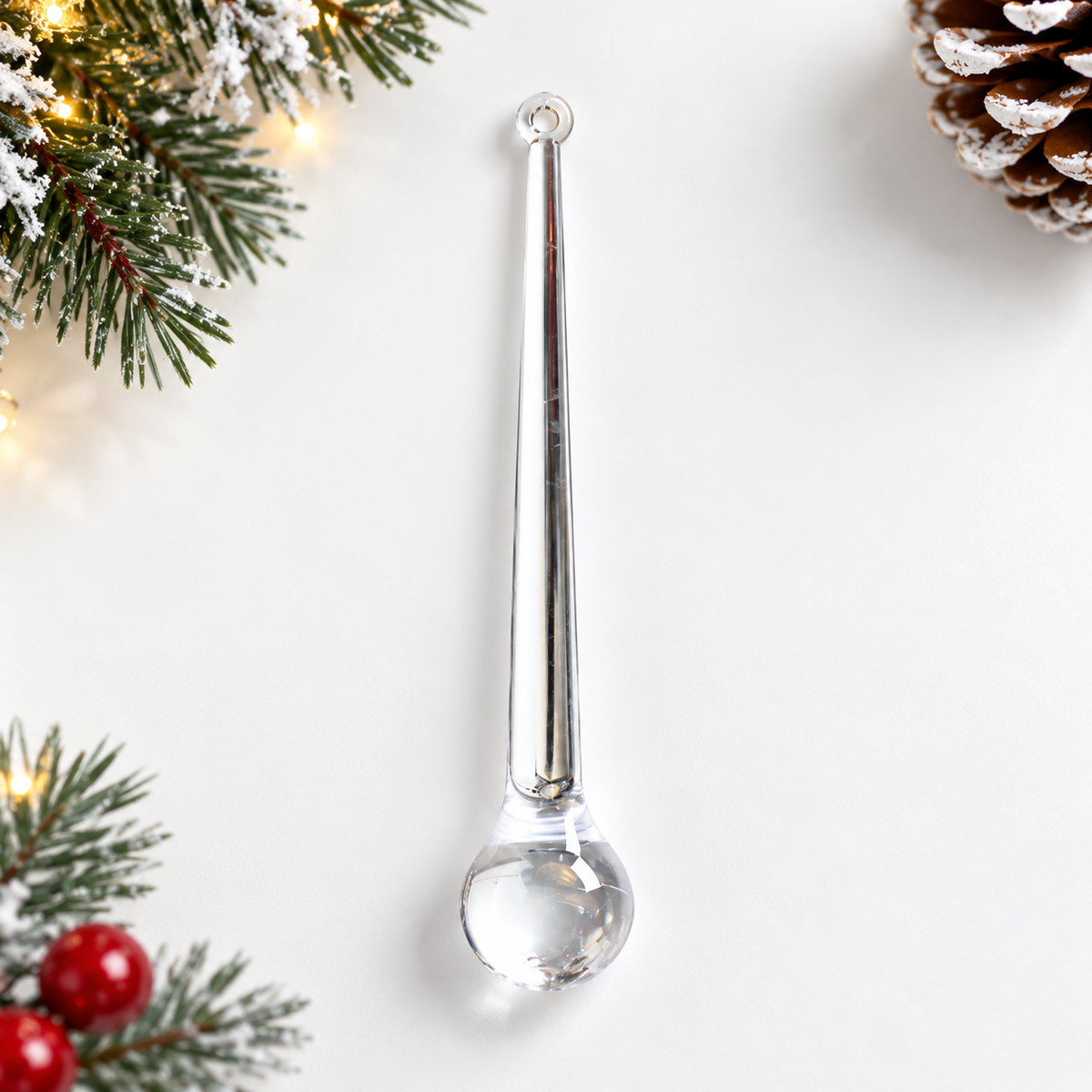 Clear Crystal Snowflake & Icicle Christmas Ornaments
