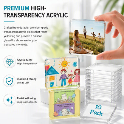 🧲📸 10-Pcs Magnetic Clear Acrylic Photo Frames DIY Fridge Magnets