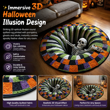 💀Halloween 3D Swirl Skull Round Rug