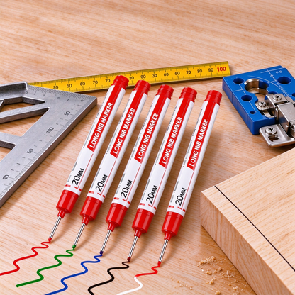 📏 5-Piece Long-Nose Deep-Hole Woodworking Marker Set