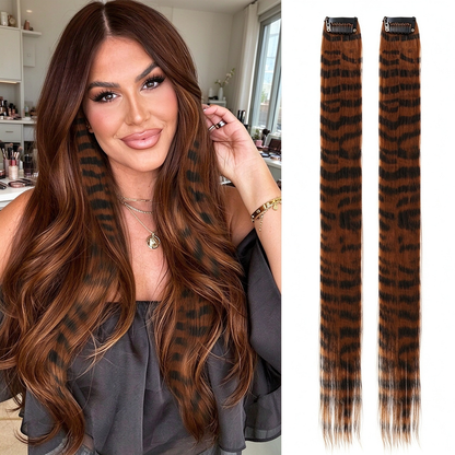 🎨Colored clip-on highlights hair extensions（2Pcs）