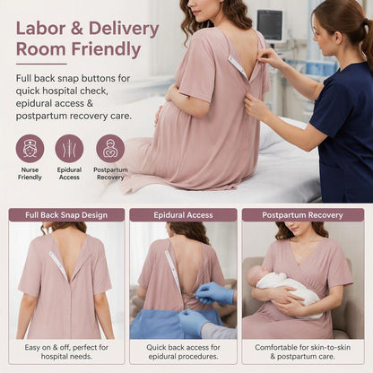 🤱Short-sleeved maternity and nursing wear with buttons.
