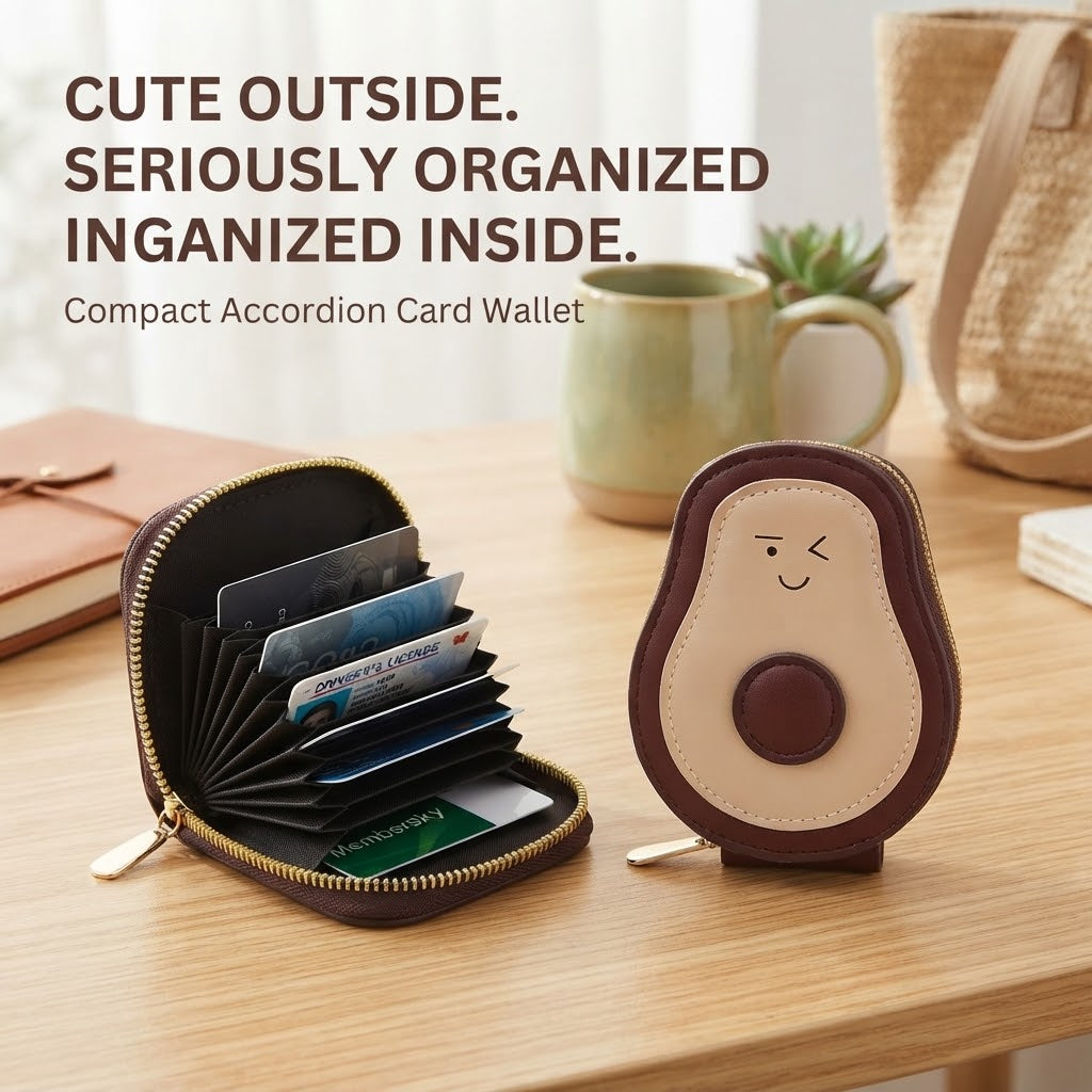 Cute Avocado Accordion Card Holder Wallet