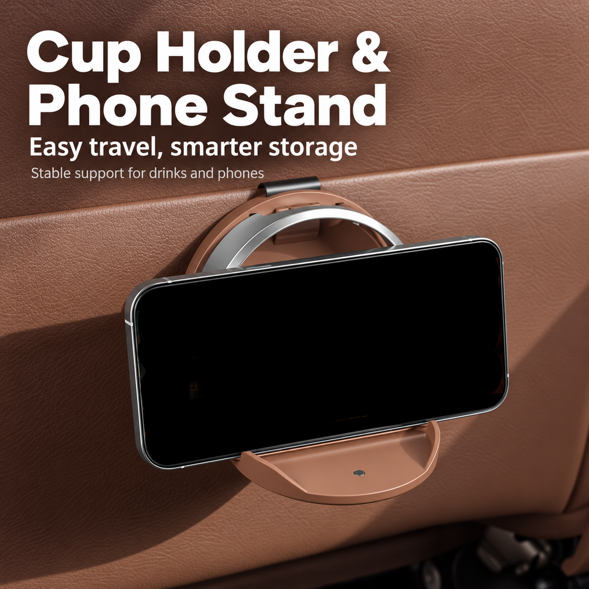 🥤Universal Foldable Car Cup Holder with Hooks - Suitable for Bottles, Coffee Cups, and Glasses