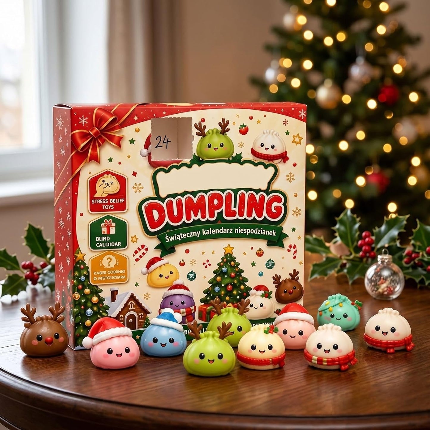 🎅 Countdown to Christmas: 24-Day Cute Dumpling Squishy Toy Advent Calendar 🎄🧸