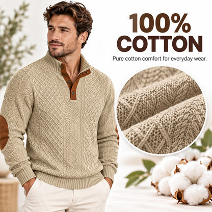 Men's Jacquard Stand Collar Henley Shirt