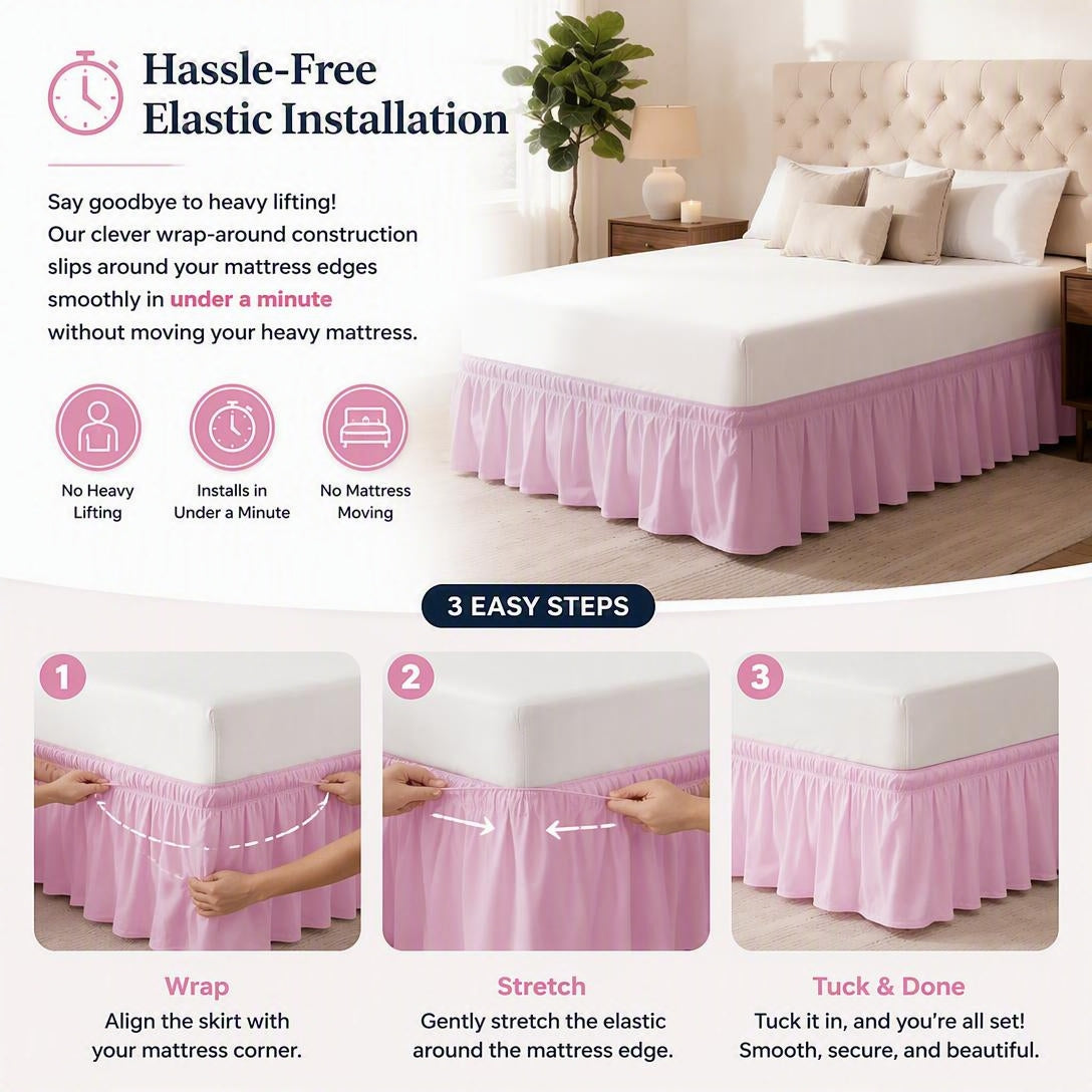 🛏️Elegant Elastic Wrap-Around Bed Skirt