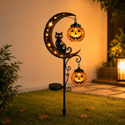 🌙🎃Halloween Black Cat Pumpkin Moon Ground Lamp