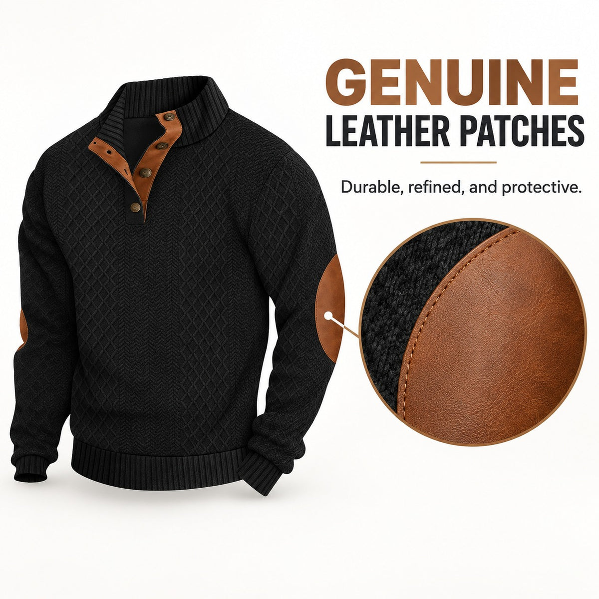 Men's Jacquard Stand Collar Henley Shirt