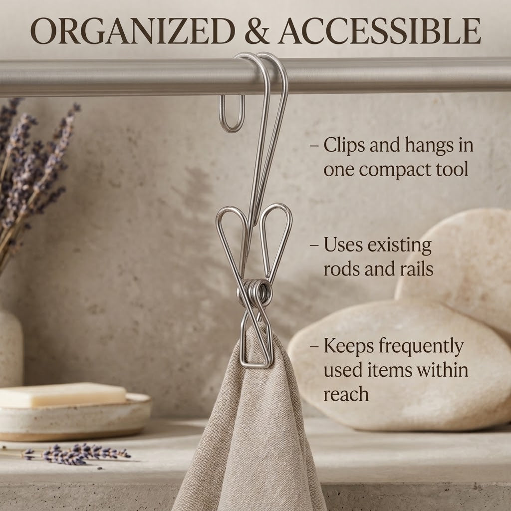 Multi-Purpose Stainless Steel Hanging Clips（10Pcs）
