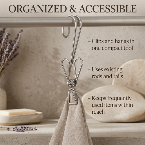 Multi-Purpose Stainless Steel Hanging Clips（10Pcs）